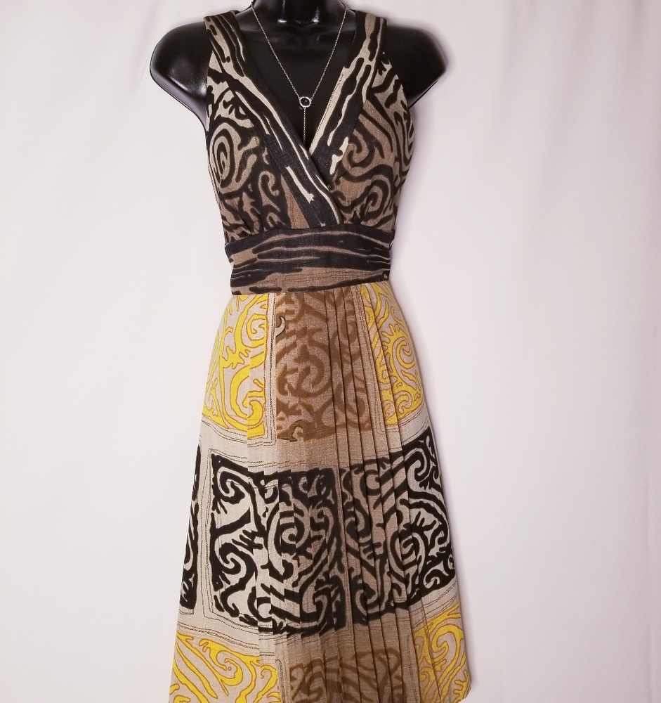 Liz Claiborne Paisley Print  & Gold Dress Size 6